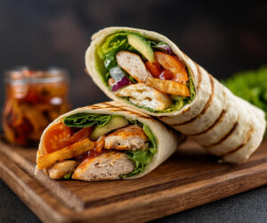 easy lunch recipes, chicken wrap in Houston, TX and Phoenix, AZ.