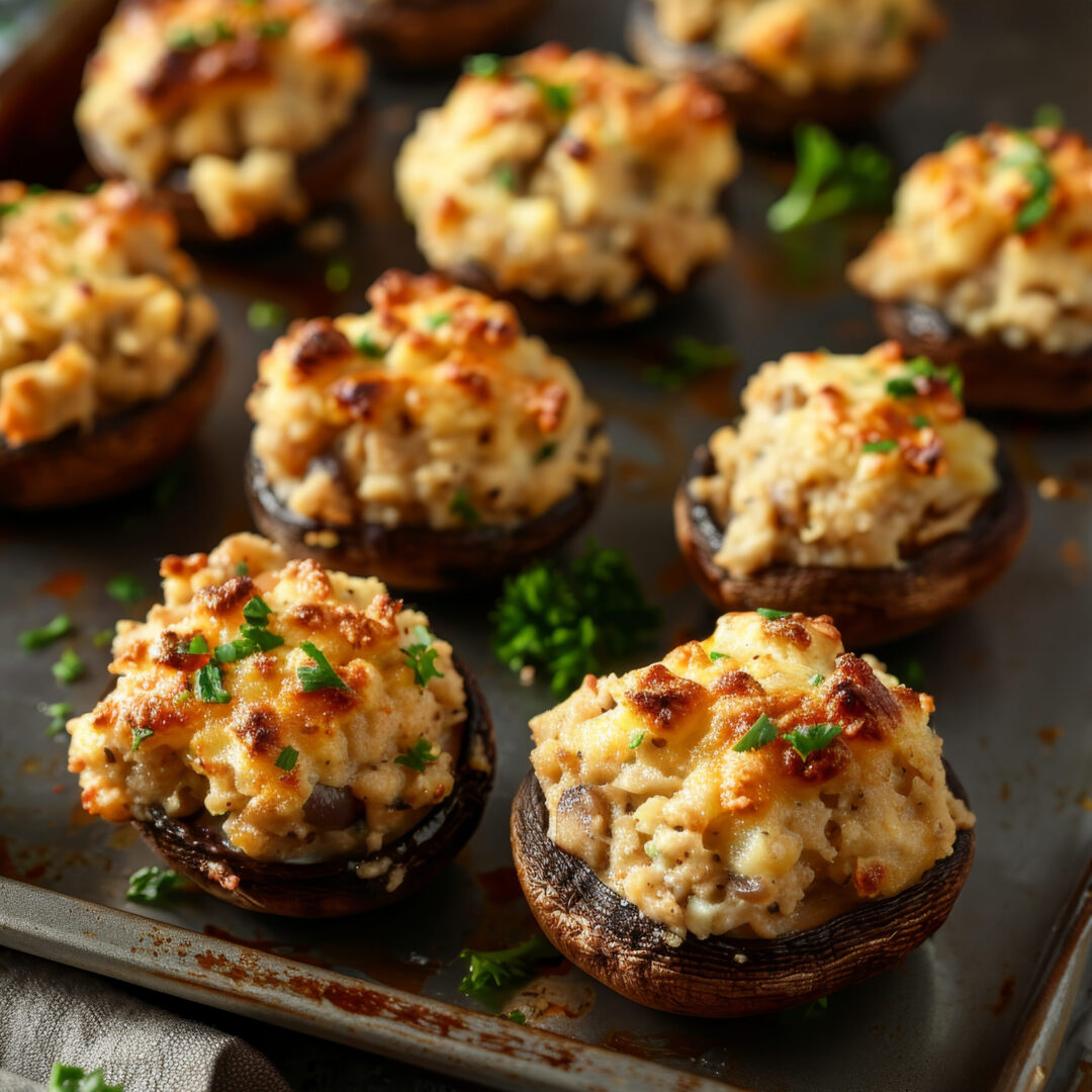 Best crab stuffed mushrooms appetizer recipe in Los Angeles, CA and San Bernardino, CA.